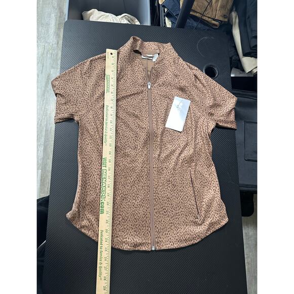 Athleta Salutation Jacket Sz Large Animal Print Cheetah Performance Athletic NWT - Picture 5 of 16